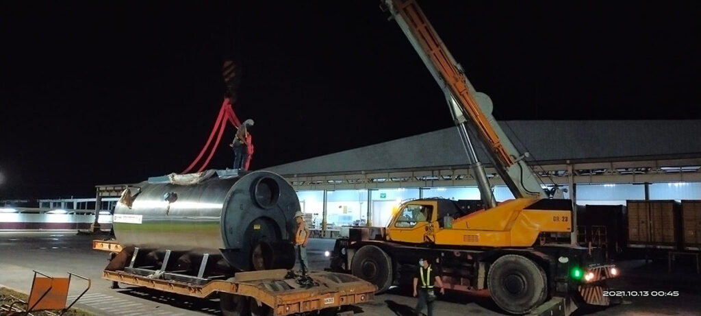 Lifting and positioning of 22 tons Boiler Machine