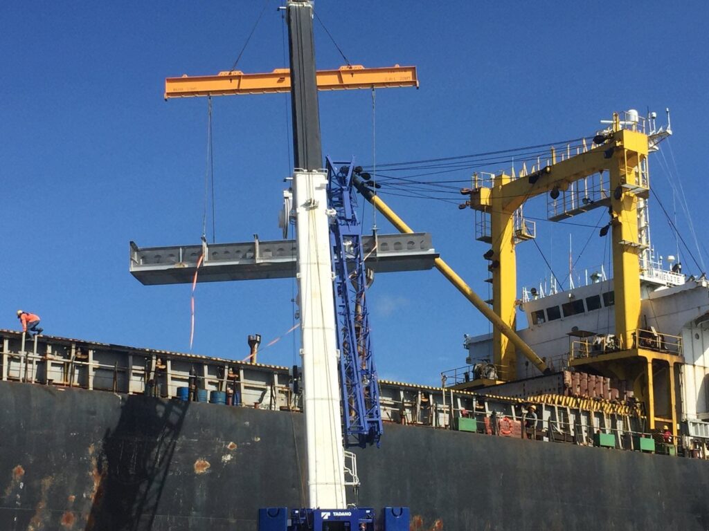 Unloading works in Balamban Metaphil Port using 145 tons Mobile Crane