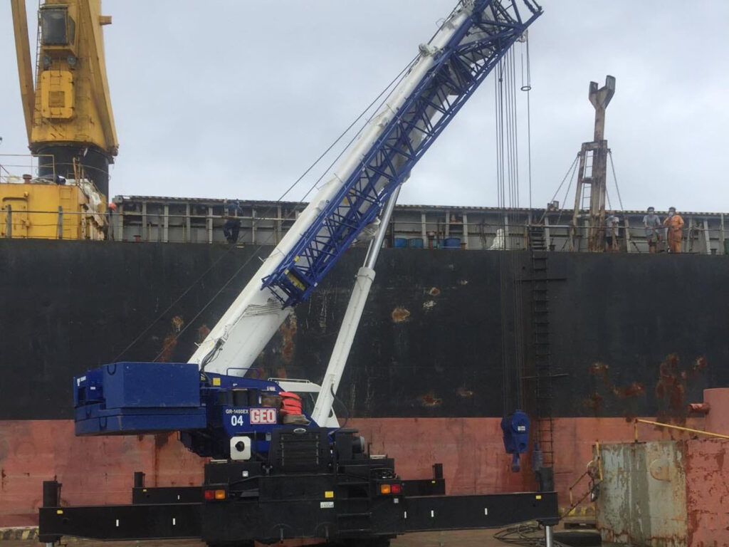 Unloading works in Balamban Metaphil Port using 145 tons Mobile Crane